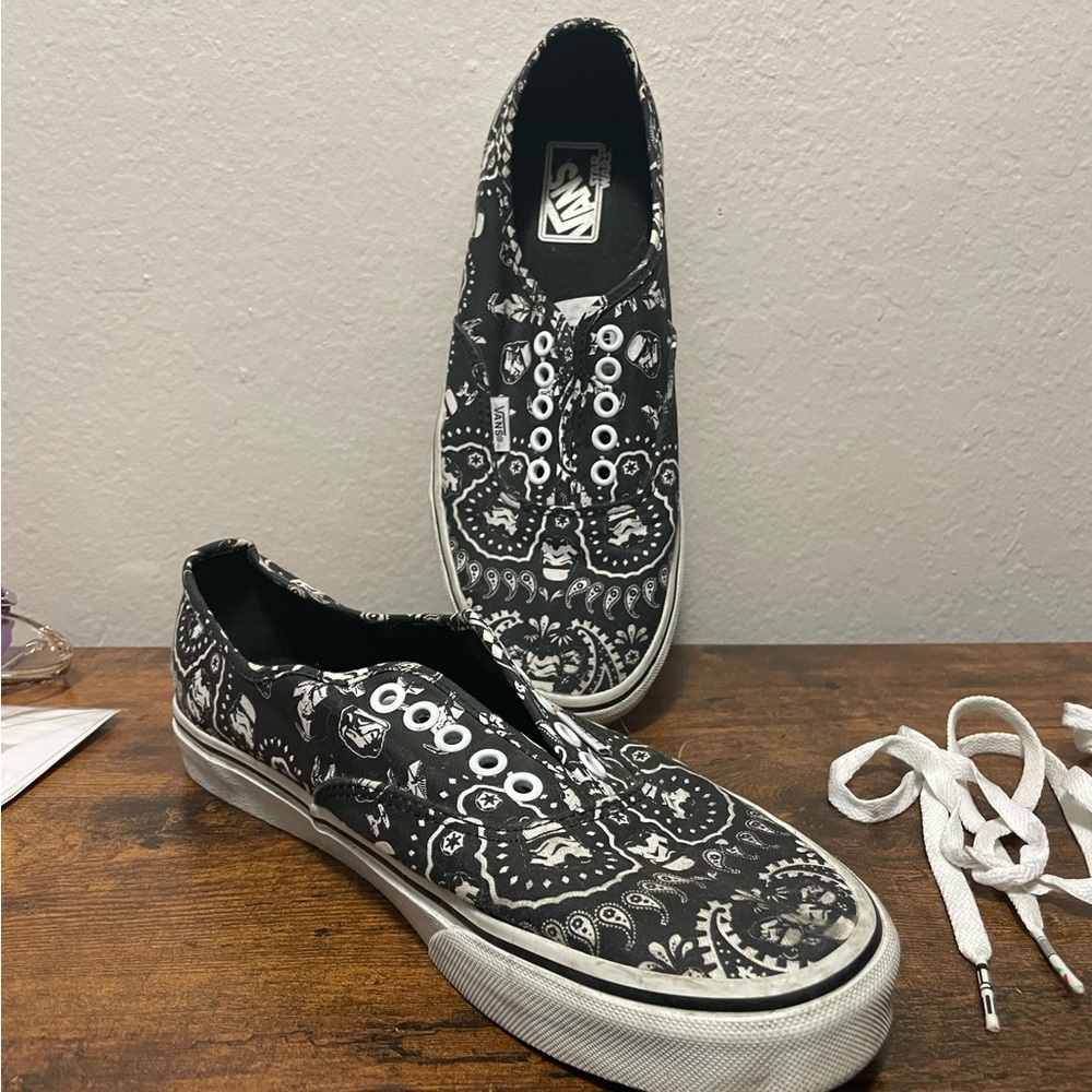 Star Wars Stormtrooper Black & White Paisley Pattern Unisex Vans Sneakers - Picture 13 of 14
